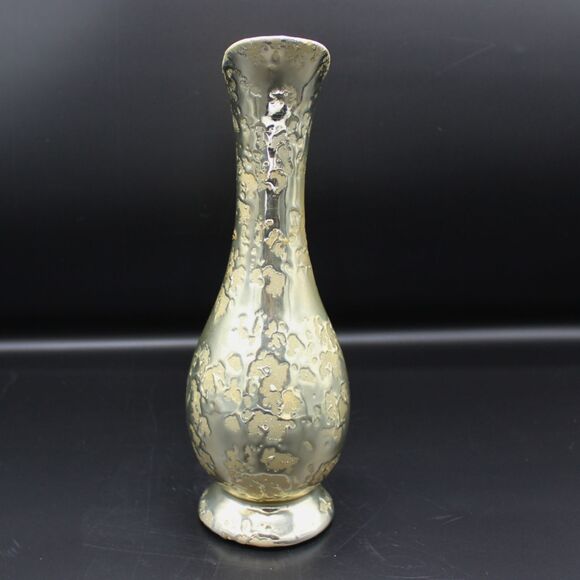 Vintage Weeping Gold Bud Vase Ceramic Ewer Pitcher Gold Drip Glaze MCM Decor - Picture 5 of 7